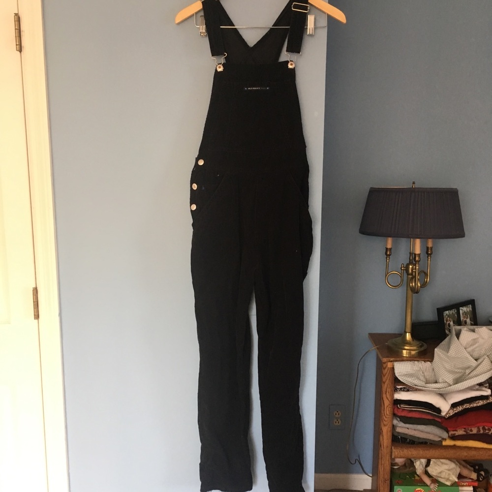 Vintage old navy black corduroy overalls